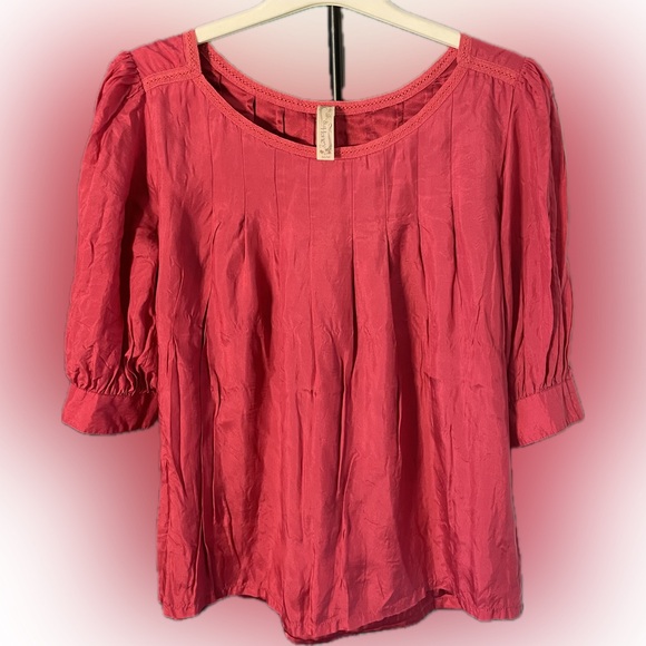 SzM 100% Silk Boho Bouse in Dark Pink. - Picture 7 of 7